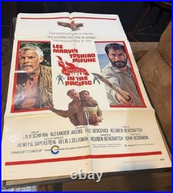 Vintage Original Movie Poster 1969/ Hell In The Pacific/ LEE MARVIN / 27 x 41