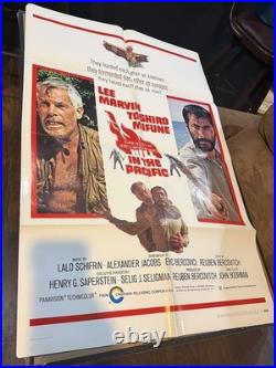 Vintage Original Movie Poster 1969/ Hell In The Pacific/ LEE MARVIN / 27 x 41