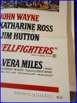 Vintage Original Movie Poster HELLFIGHTERS -1969 27' x 41/ JOHN WAYNE