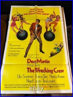 Vintage Original Movie Poster THE WRECKING CREW 1968/ SHARON TATE, DEAN MARTIN