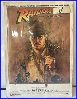 Vintage Original Raiders of the Lost Ark 16 1/2x23 1/2 MoviePoster Marked #119