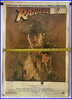 Vintage Original Raiders of the Lost Ark 16 1/2x23 1/2 MoviePoster Marked #119