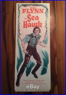 Vintage Original The Sea Hawk Seahawk Errol Flynn U. S. Insert Movie Poster
