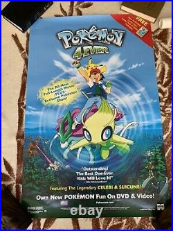Vintage Pokemon Poster Lot The First Movie MewTwo + 2000 Lot Of 3 Posters 27x40
