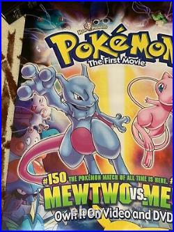 Vintage Pokemon Poster Lot The First Movie MewTwo + 2000 Lot Of 3 Posters 27x40