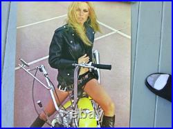 Vintage Poster Brigette Bardot on Harley Davidison Motorcycle, 39 x 24 Inches