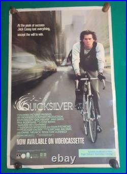 Vintage QUICKSILVER Movie Poster 1986 Kevin Bacon 41 x 27 CBS Fox Video Rare HTF