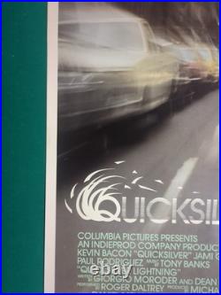 Vintage QUICKSILVER Movie Poster 1986 Kevin Bacon 41 x 27 CBS Fox Video Rare HTF