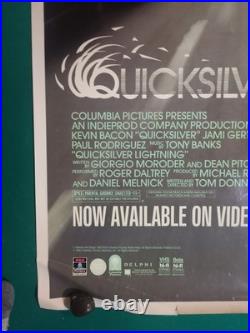 Vintage QUICKSILVER Movie Poster 1986 Kevin Bacon 41 x 27 CBS Fox Video Rare HTF