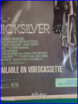 Vintage QUICKSILVER Movie Poster 1986 Kevin Bacon 41 x 27 CBS Fox Video Rare HTF