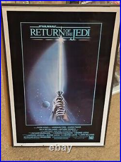 Vintage RETURN OF THE JEDI Original ONE SHEET Movie Poster ROLLED 41 x 27 Nice