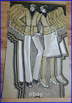 Vintage RISD Apparel Design Poster Picture fashion Man & Woman drawing 1960's