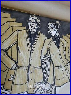 Vintage RISD Apparel Design Poster Picture fashion Man & Woman drawing 1960's