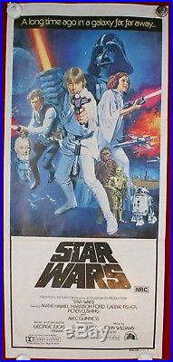 Vintage Rare Original 1977 STAR WARS version c Australian daybill poster