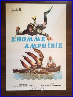 Vintage Russian Soviet Movie Poster Amphibian Man 1961 International Issue