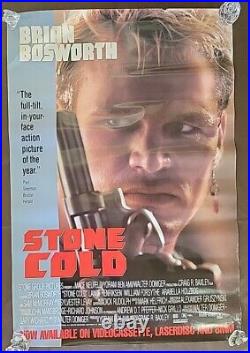 Vintage STONE COLD Original 1991 Movie Theater Poster BRIAN BOSWORTH Rolled