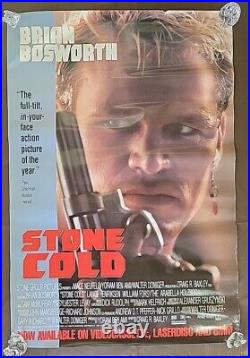 Vintage STONE COLD Original 1991 Movie Theater Poster BRIAN BOSWORTH Rolled