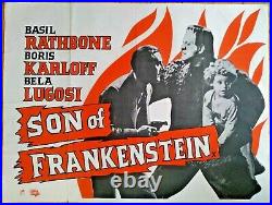 Vintage Son of Frankenstein UK Quad poster 40 x 30 Classic Horror Film Movie
