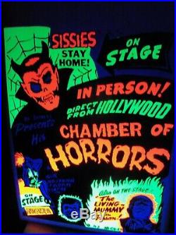 Vintage Spook Show Poster Dr. Shiver's Chamber Of Horrors Original Black Light
