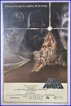 Vintage Star Wars 1977 Genuine One Sheet Style A Linen Backed Frame Ready Poster