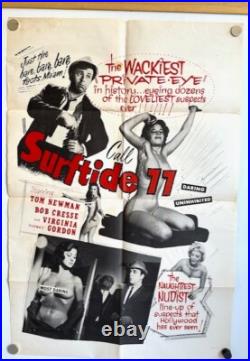 Vintage Surftide'77 Lee Frost Sexploitation Movie Poster 27X41 1962 Nudie Flic