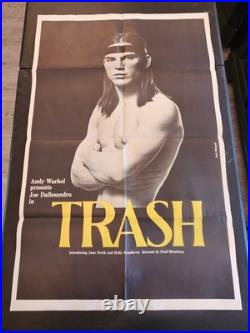 Vintage TRASH 1970 ORIGINAL 27x41 Movie Poster ANDY WARHOL Joe Dallesandro Rare