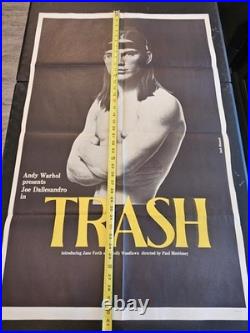 Vintage TRASH 1970 ORIGINAL 27x41 Movie Poster ANDY WARHOL Joe Dallesandro Rare