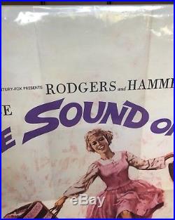 Vintage VG 1965 SOUND OF MUSIC Julie Andrews UK QUAD Cinema MOVIE POSTER 1960s