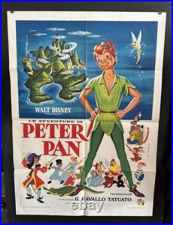 Vintage Walt Disney Peter Pan Italian Movie Poster 39.5x55