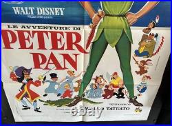Vintage Walt Disney Peter Pan Italian Movie Poster 39.5x55