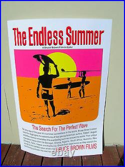 Vintage endless summer surf movie poster surfboard 1965 silk screened no fade