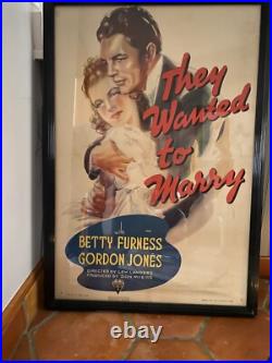 Vintage movie posters 27x40 1937, They Wanted To Marry