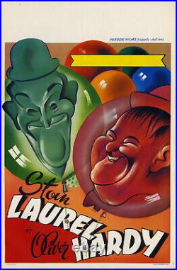 Vintage poster Pardon Films presents Stan Laurel and Oliver Hardy ca. 1960