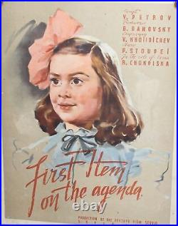 Vintage print poster for short film portrait of little girl
