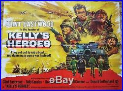 Vintage rare Kelly's Heroes quad movie poster 1970 Clint Eastwood