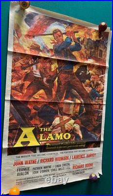 Vintageoriginal1960the Alamomovie Poster27 X 41john Waynerichard Widmark