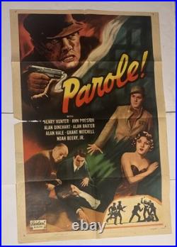 Vtg 1936 Parole! Movie Poster 27x41 Ultra Rare Action Drama Suspense 30's
