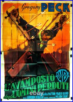 Vtg 1951 ONLY THE VALIANT Peck Western MARTINATI Italian 55x78 Poster FREE SHIP