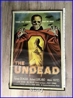 Vtg 1951 The Undead Movie Poster Reprint Linen 40 X 27