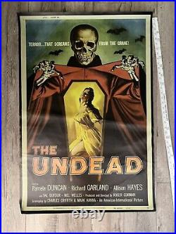 Vtg 1951 The Undead Movie Poster Reprint Linen 40 X 27