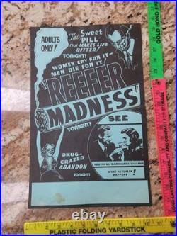 Vtg 1960s/70s Reefer Madness Movie Poster College Campus Rare