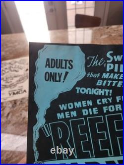 Vtg 1960s/70s Reefer Madness Movie Poster College Campus Rare