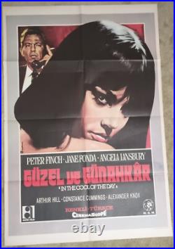 Vtg 1963 Turkish Poster for Film In The Cool Of The Day. Jane Fonda, Peter Finch