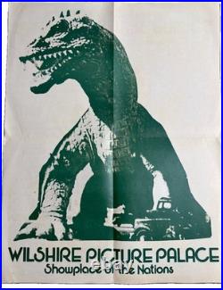 Vtg 1970s Godzilla Poster Wilshire Picture Palace Movie Theatre 17.5x22.5