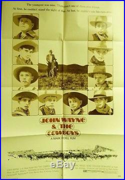 Vtg 1972 The Cowboys Us 1sh 27x41 Movie Poster John Wayne, Roscoe Lee Brown