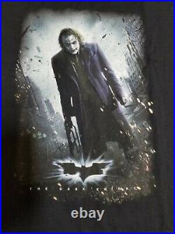 Vtg 2008 Batman The Dark Knight Joker Heath Ledger Movie Promo Poster Shirt 3XL