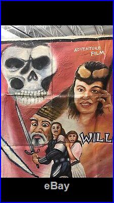 Vtg African Ghana Cinema Movie Flour Sack Painting Poster for 80s film WILLOW