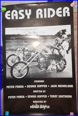 Vtg EASY RIDER Movie Poster SIGNED Autographed by PETER FONDA Captain America