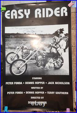 Vtg EASY RIDER Movie Poster SIGNED Autographed by PETER FONDA Captain America