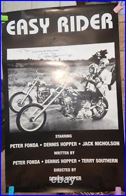 Vtg EASY RIDER Movie Poster SIGNED Autographed by PETER FONDA Captain America